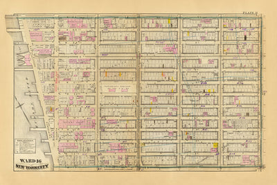 Alte Karte von Chelsea, New York City, 1879: 6. bis 13. Avenue, Theologisches Seminar, Retort House, Grand Opera House