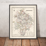 Old Map of Warwickshire by Samuel Lewis, 1844: Birmingham, Coventry, Stratford-upon-Avon, Warwick, Rugby
