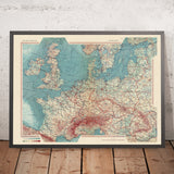 Mapa antiguo de Europa Occidental, 1967: Mapa político y físico detallado, rutas de navegación 
