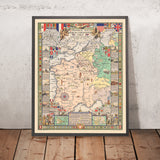 Old Map of the World War 1 Western Front, 1932: AEF, Hindenburg Line, Paris, Meuse-Argonne, Saint-Mihiel