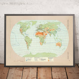Old Infographic Map of World Water Economics, 1967: Water Utilization, Agriculture, Hydroelectric Power