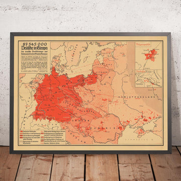 Old WW2 Propaganda Map, 1938 - "87 545 000 Deutsche in Europa" - German Expansionism by Hillen-Ziegfeld