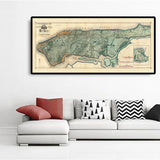 Mapa antiguo de las alcantarillas y vías fluviales de Manhattan en 1865 por Ferdinand Mayer & Co - Hudson River, East River, Blackwells Island, NYC, Central Park