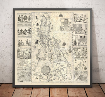 Alte Karte der Philippinen von 1734 von Pedro Murillo Velarde - Luzon, Manila, Mindanao, Palawan, Bisayas, Sulu-Archipel 