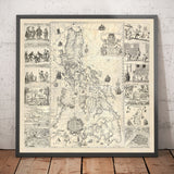 Ancienne carte des Philippines en 1734 par Pedro Murillo Velarde - Luzon, Manille, Mindanao, Palawan, Bisayas, Sulu Archipelago