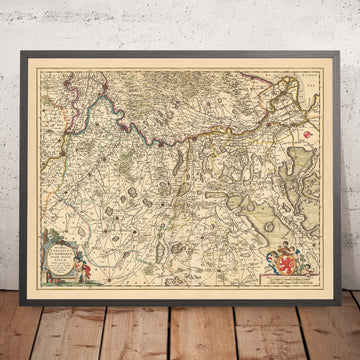 Mappa antica di Zutphen di Visscher, 1690: Apeldoorn, Arnhem, Nijmegen, Deventer, Parco Nazionale De Hoge Veluwe 