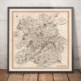 Alte Karte von Shropshire im Jahr 1805 von John Cary - Shrewsbury, Bridgnorth, Ludlow, Ironbridge, Oswestry 