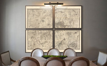 Antica mappa di Londra nel 1746 - 4 parti, pannelli incorniciati, non incorniciati - Quadrittico di John Rocque 