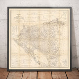 Mapa antiguo de Nicaragua en 1863 por Sonnestern - Managua, Leon, Chinandega, Esteli, Lago Nicaragua