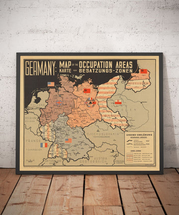 Mappa della Germania post-bellica 2 - Germania Est e Ovest Grafico di occupazione della Conferenza di Potsdam 
