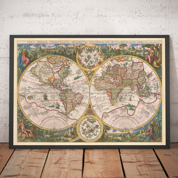 Alte Weltkarte, 1596, Atlas-Karte von Johannes Baptista Vrients 