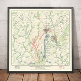 Ancienne carte de la bataille de Gettysburg en 1900 par Julius Bien - Carte de la guerre civile Nord vs Sud, Confédération vs Union