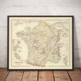 Mappa antica della Francia e delle sue possessioni straniere, 1872 di Archibald Fullarton - Algeria, Guiana Francese, Corsica, Le Alpi, Martinica 