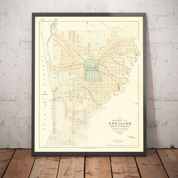 Mappa antica di Adelaide, Australia Meridionale di John Arrowsmith, 1839 - Brighton, Port, Norwood, Spiaggia di Glenelg 