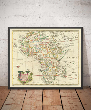 Rare Old Map of Africa, 1747 by Emanuel Bowen - Pre-Colonial, Handcoloured - Slave Trade, Negroland, Ethiopia, Barbary, Nubia