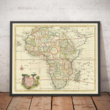 Viejo mapa raro de África, 1747 por Emanuel Bowen - Pre-Colonial, Handculeed - Comercio de esclavos, Negroland, Etiopía, Barbaria, Nubia