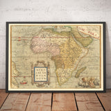 Mapa antiguo de África por Abraham Ortelius, 1570 - primer mapa del continente africano - Nubia, Zanzíbar, África Central, Nilo