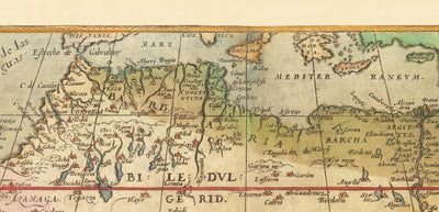 Ancienne carte de l'Afrique par Abraham Ortelius, 1570 - Première carte du continent africain - Nubie, Zanzibar, Afrique centrale, Nil