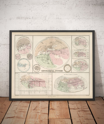 Antike geografische Systeme von William Smith im Jahr 1874 - Herodot, Ptolemäus, Hekataios, Eratosthenes Weltkarten 