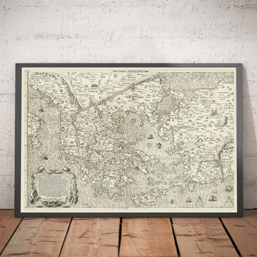Mapa antiguo de Grecia, 1558 por Salamanca - Macedonia, Balcanes, Creta, Rodas, Turquía, Corfú 