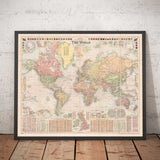 Old World Map by Bacon, 1908 - Large Rare Atlas - Shipping Lanes, Merchant Navy, Railways, British Empire