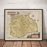 Old Map of Berwickshire in 1665 by Joan Blaeu - Eyemouth, Ayton, Coldingham, Tweedmouth, Hutton