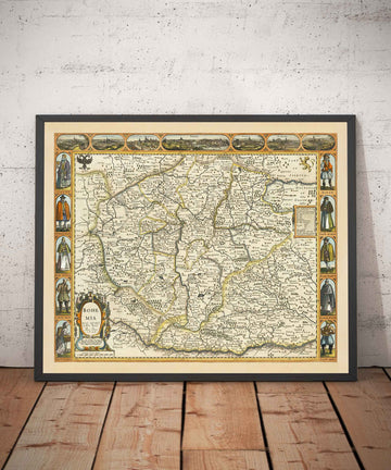 Antiguo mapa de Bohemia en 1626 por John Speed - Chequia, Praga, Baviera, Moravia, Europa Central