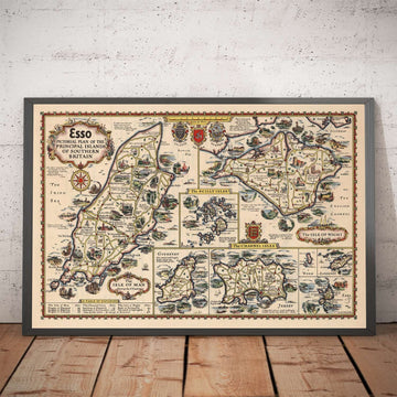 Mappa delle vecchie auto delle Isole Britanniche - Isola di Wight, Scilly, Man, Jersey, Guernsey 