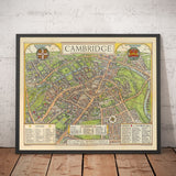 Old Map of Cambridge, 1929 - Trinity, St John's, King's, Peterhouse, Jesus - University and Colleges