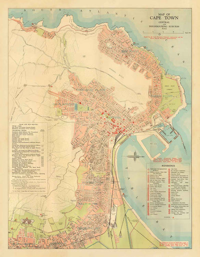 Ancienne carte du Cap, 1935 par les Chemins de fer sud-africains - Mother City, Clifton, Camp Bay, Sea Point