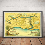 Alte Karte von Chicago, 1833 von Stelzer & Conley - 350 Einwohner. Stadt - Lake Michigan, Innenstadt, Chicago River 