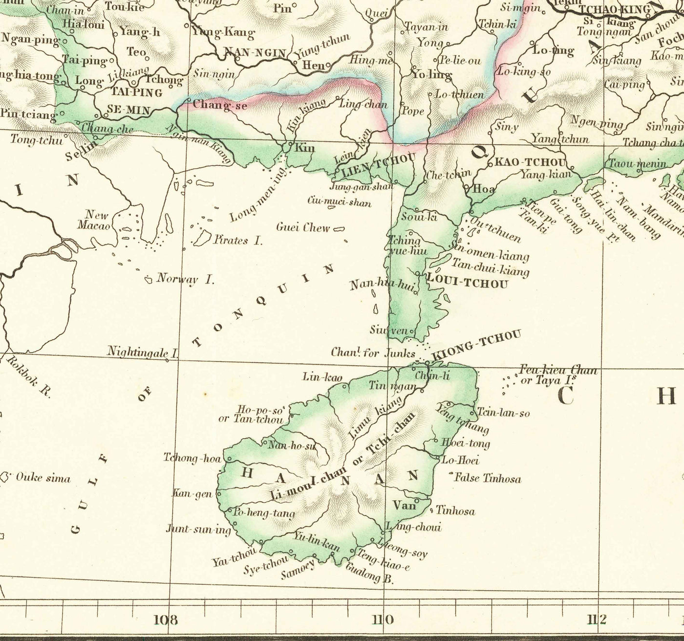 Mapa antiguo de China, 1840 por Arrowsmith - Corea, Cantón, Pekín, Embajada Maccartney Sino-Británica, Emperador Qianlong