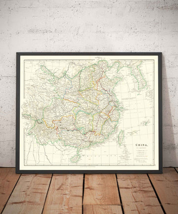 Mapa antiguo de China, 1840 por Arrowsmith - Corea, Cantón, Pekín, Embajada Maccartney Sino-Británica, Emperador Qianlong
