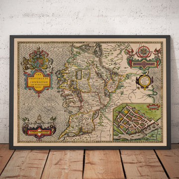Viejo mapa de Connacht, Irlanda 1611 de John Speed ​​- Galway, Sligo, Mayo, Leitrim, Clare