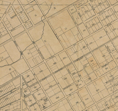 Ancienne carte de Dallas, Texas en 1878 par Jones & Murphy - Main St, Ellum, Downtown, Arts District, Bryan Place