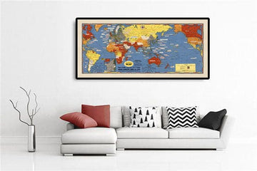 Old World War 2 Map - "Dated Events" WW2 Historical Educational Chart by Stanley Turner