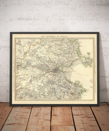 Old Map of Dublin and Suburbs, Ireland, 1837 by SDUK - Leinster, Dublin Bay, Greater Dublin