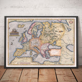 Mappa antica dell'Europa, 1570 - Il primo atlante europeo - di Abraham Ortelius 