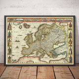 Mapa antiguo de Europa por John Speed, 1627 - Inglaterra, Francia, Alemania, Italia, Rusia - Ciudades, Ropa Jacobean