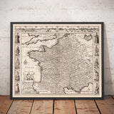 Old Map of France, 1627 by John Speed - Belgium, Normandy, Brittany, Cote d'Azur, Pyrenees