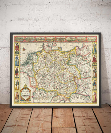 Mapa antiguo de Alemania por John Speed, 1627 - Imperio Holy Romano, Imperio Alemán - Austria, Chequia, Polonia, Suiza