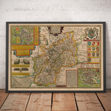 Old Map of Gloucestershire, 1611, John Speed - Bristol, Cheltenham, Gloucester, Kingswood, Filton
