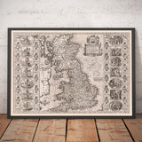 Old Viking Map of England, Wales & Scotland, 1611 by John Speed - Anglo-Saxon Heptarchy Map of Great Britain