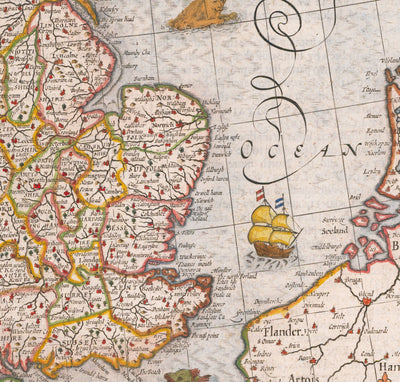 Old Map of British Isles in 1611 by John Speed - UK, England, Scotland, Wales, Ireland