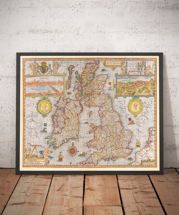 Antiguo mapa de las Islas Británicas en 1611 por John Speed - Reino Unido, Inglaterra, Escocia, Gales, Irlanda