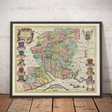 Ancienne Carte de Hampshire, 1665 par Joan Blaaeu - Winchester, Portsmouth, Southampton, Basingstoke, Farnborough, Havant