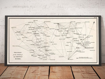 Ancienne Carte de Sussex, 1811 - Première triangulation Ordnance Article de l&