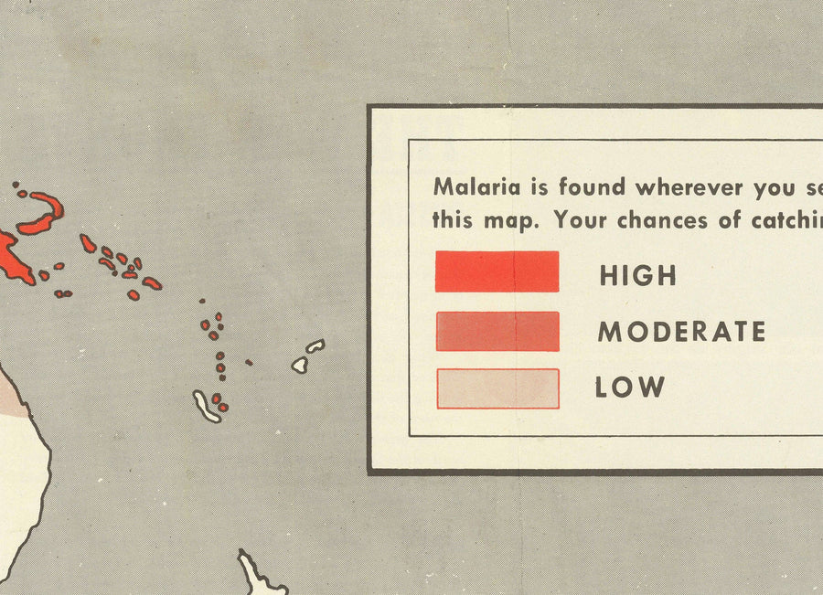 Carte ancienne du monde de Dr. Seuss, 1943 - Tableau murale du paludisme de l&