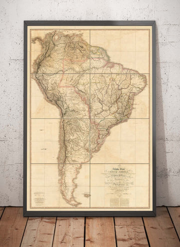 Viejo mapa raro de Sudamérica por Faden, 1807 - Colonialismo español - Brasil, Perú, Colombia, Chile, Venezuela, Amazon
