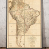 Viejo mapa raro de Sudamérica por Faden, 1807 - Colonialismo español - Brasil, Perú, Colombia, Chile, Venezuela, Amazon